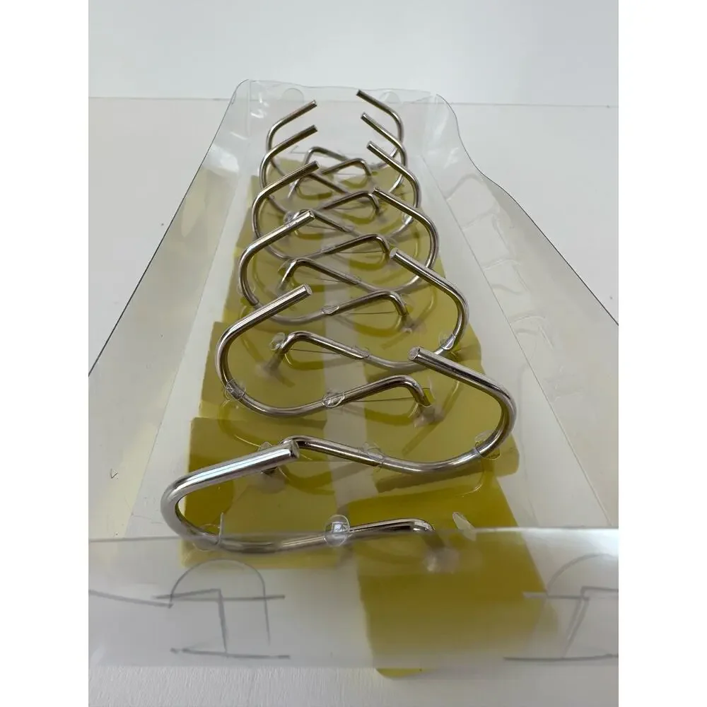 Shower Curtain Rings Hooks, geometric yellow & white, set of 12